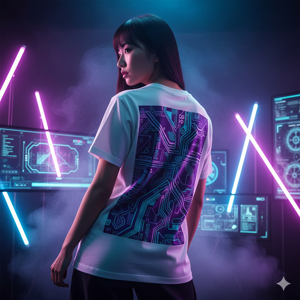 Camiseta roxa com estampa moderna - Produto 1