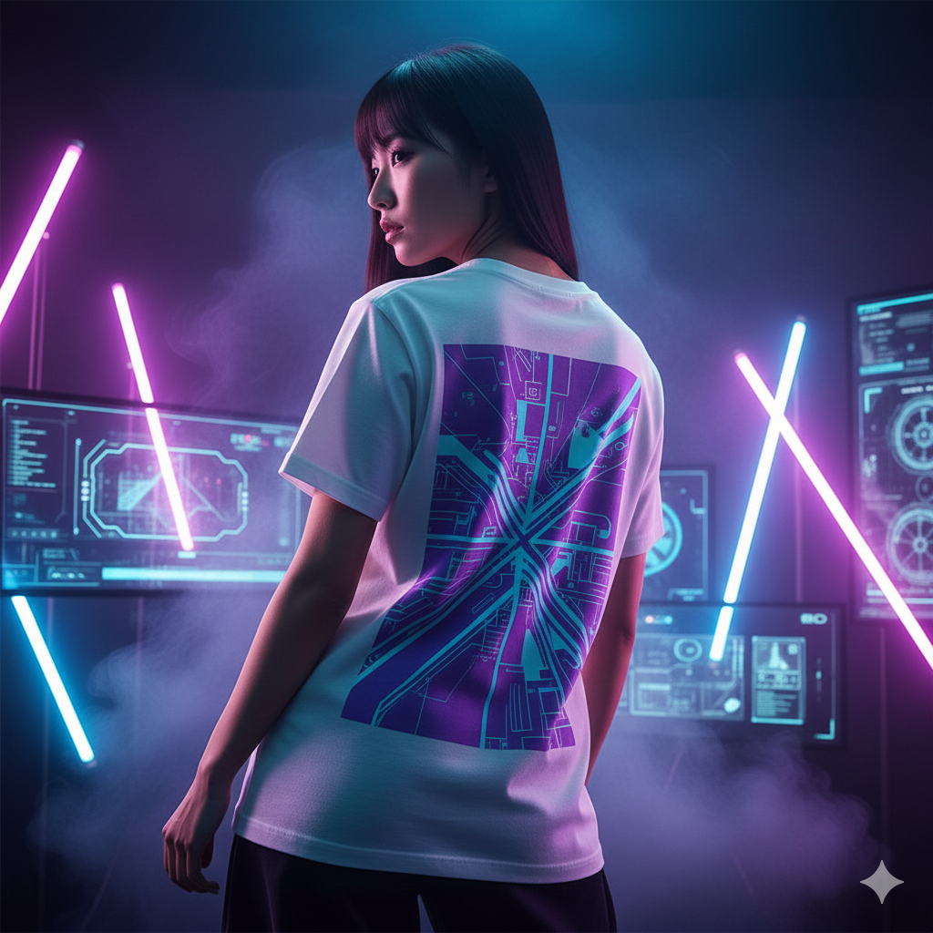 Camiseta roxa com estampa artística - Produto 2