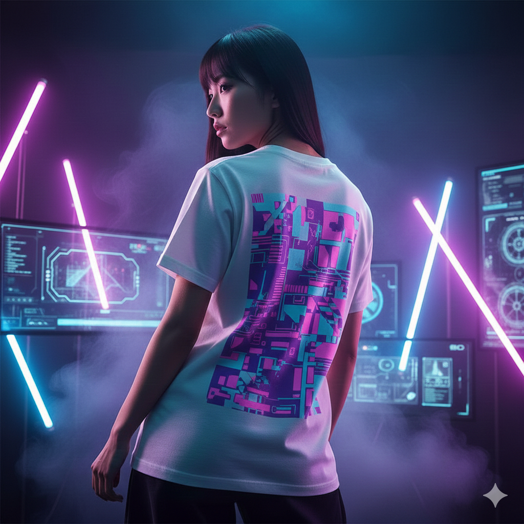 Camiseta roxa com estampa minimalista - Produto 3