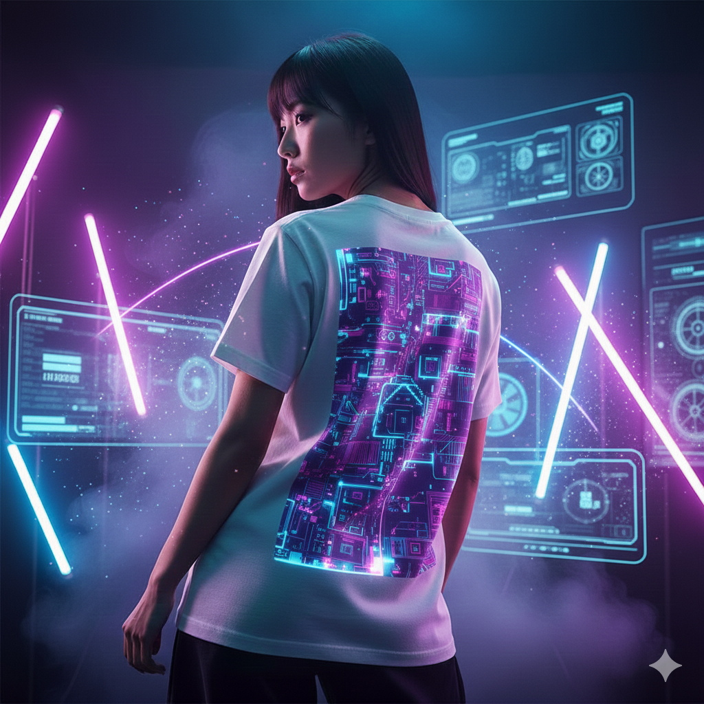 Camiseta roxa com estampa geométrica - Produto 4