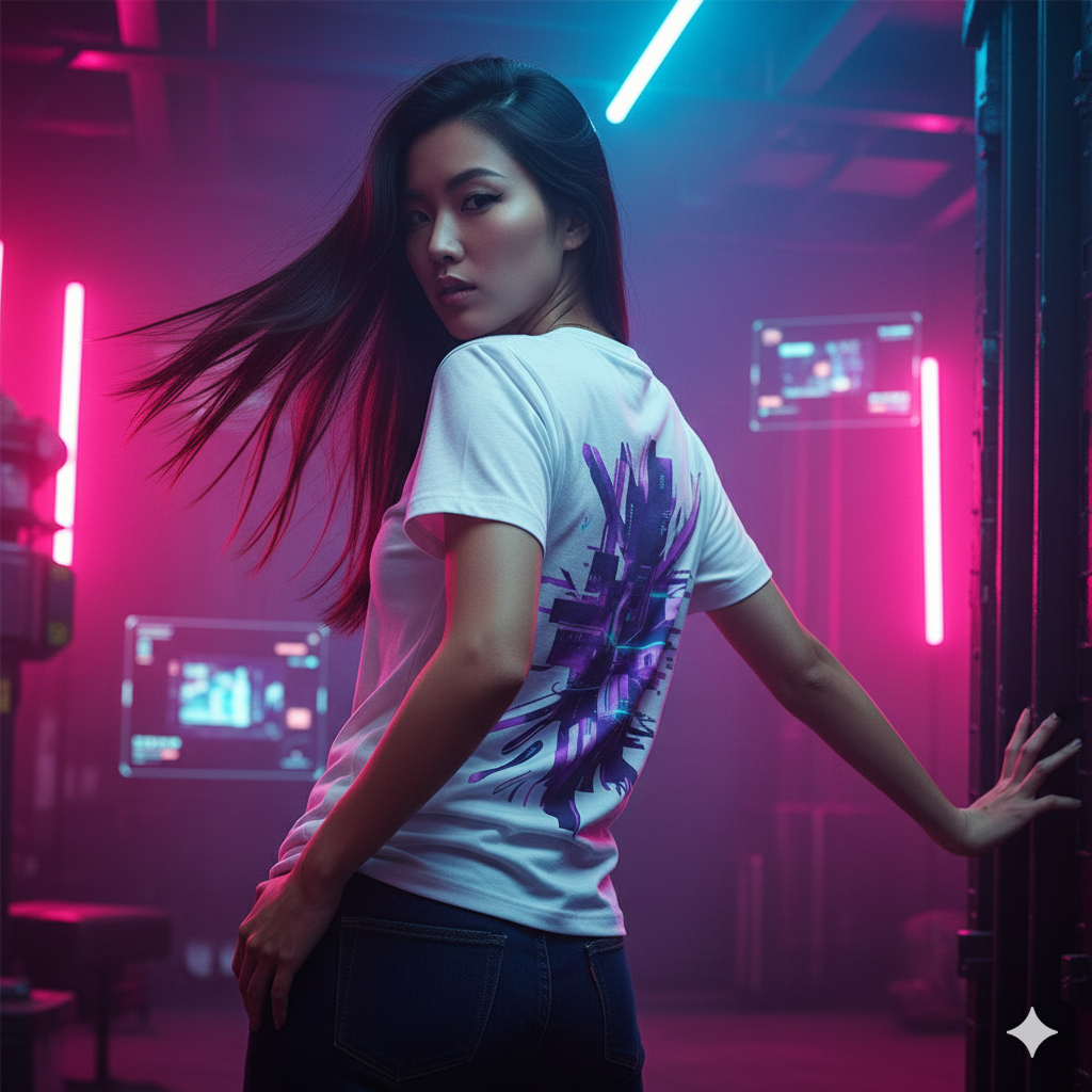 Camiseta roxa com estampa abstrata - Produto 5