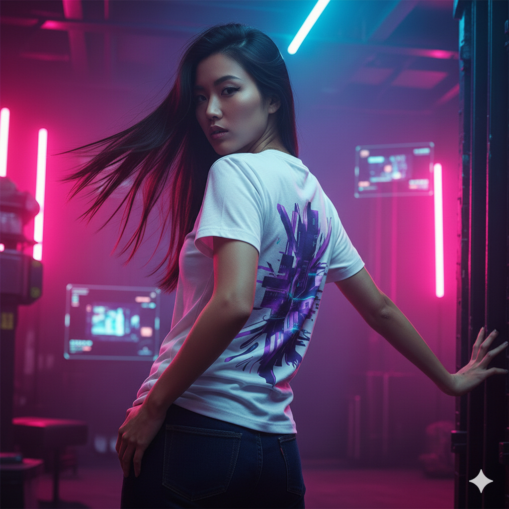 Camiseta roxa estilo casual com estampa suave - Produto 6