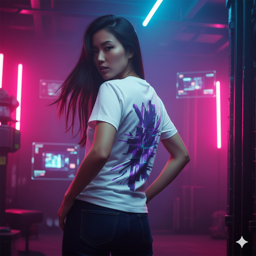 Camiseta roxa com estampa vibrante - Produto 7