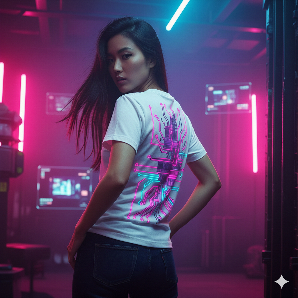 Camiseta roxa com estampa artística detalhada - Produto 8